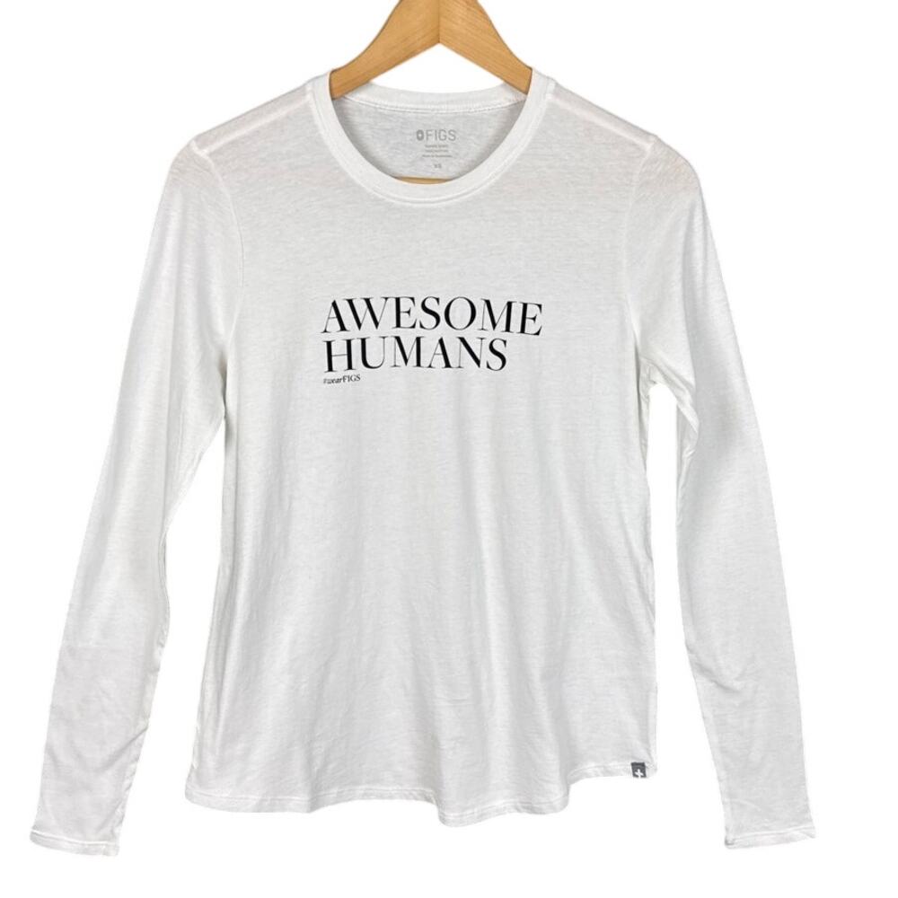 Figs Graphic Tee Awesome Humans Size XS NWOT Lightweight Layering Healthcare